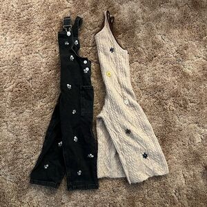 Toddler Zara Kids Girl’s Black Tan Knit Overalls | Size 2T